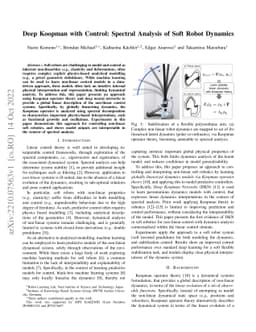 Deep Koopman with Control: Spectral Analysis of Soft Robot Dynamics