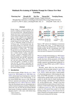 Multitask Pre-training of Modular Prompt for Chinese Few-Shot Learning