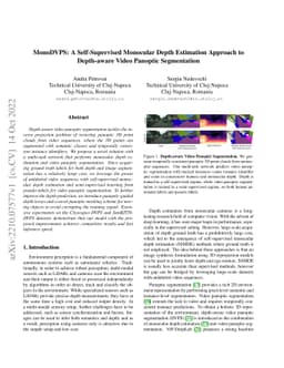 MonoDVPS: A Self-Supervised Monocular Depth Estimation Approach to
  Depth-aware Video Panoptic Segmentation