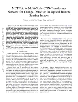 MCTNet: A Multi-Scale CNN-Transformer Network for Change Detection in
  Optical Remote Sensing Images