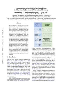 Language Generation Models Can Cause Harm: So What Can We Do About It?
  An Actionable Survey