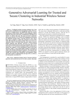 Generative Adversarial Learning for Trusted and Secure Clustering in
  Industrial Wireless Sensor Networks
