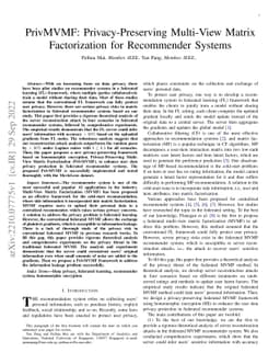 PrivMVMF: Privacy-Preserving Multi-View Matrix Factorization for
  Recommender Systems