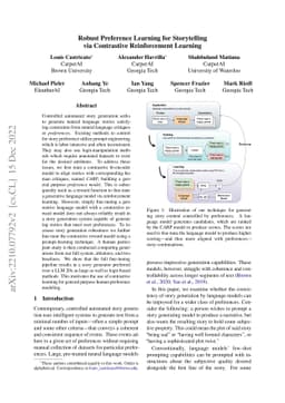 Robust Preference Learning for Storytelling via Contrastive
  Reinforcement Learning