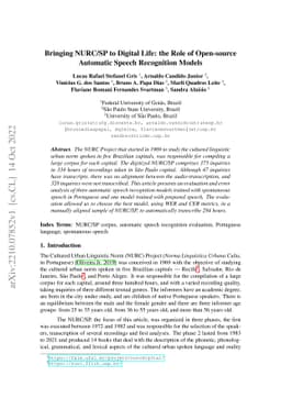 Bringing NURC/SP to Digital Life: the Role of Open-source Automatic
  Speech Recognition Models
