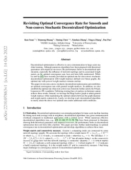 Revisiting Optimal Convergence Rate for Smooth and Non-convex Stochastic
  Decentralized Optimization