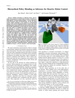 Hierarchical Policy Blending as Inference for Reactive Robot Control