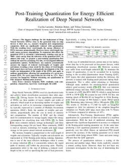 Post-Training Quantization for Energy Efficient Realization of Deep
  Neural Networks