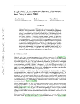 Sequential Learning Of Neural Networks for Prequential MDL