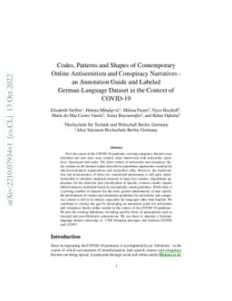 Codes, Patterns and Shapes of Contemporary Online Antisemitism and
  Conspiracy Narratives -- an Annotation Guide and Labeled German-Language
  Dataset in the Context of COVID-19
