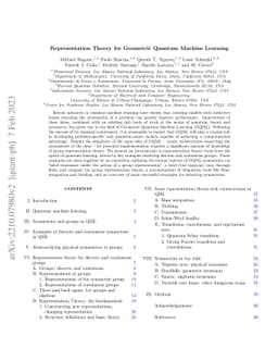 Representation Theory for Geometric Quantum Machine Learning