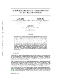 On the Relationship Between Variational Inference and Auto-Associative
  Memory