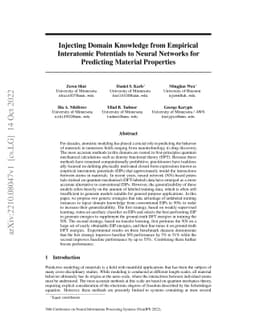 Injecting Domain Knowledge from Empirical Interatomic Potentials to
  Neural Networks for Predicting Material Properties