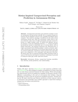 Motion Inspired Unsupervised Perception and Prediction in Autonomous
  Driving