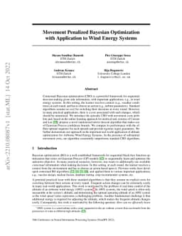 Movement Penalized Bayesian Optimization with Application to Wind Energy
  Systems