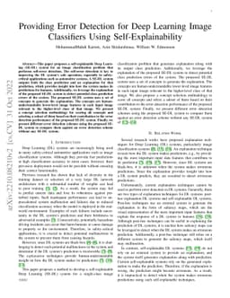 Providing Error Detection for Deep Learning Image Classifiers Using
  Self-Explainability