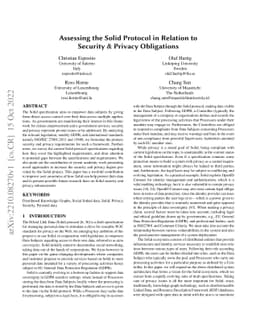 Assessing the Solid Protocol in Relation to Security & Privacy
  Obligations