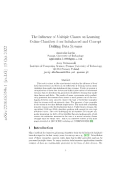 The Influence of Multiple Classes on Learning Online Classifiers from
  Imbalanced and Concept Drifting Data Streams
