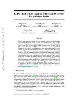 ELIAS: End-to-End Learning to Index and Search in Large Output Spaces