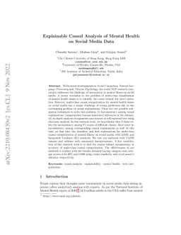 Explainable Causal Analysis of Mental Health on Social Media Data