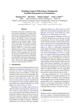 Modeling Context With Linear Attention for Scalable Document-Level
  Translation