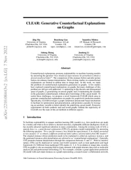 CLEAR: Generative Counterfactual Explanations on Graphs