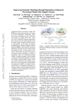 Improving Semantic Matching through Dependency-Enhanced Pre-trained
  Model with Adaptive Fusion