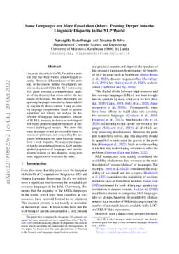 Some Languages are More Equal than Others: Probing Deeper into the
  Linguistic Disparity in the NLP World