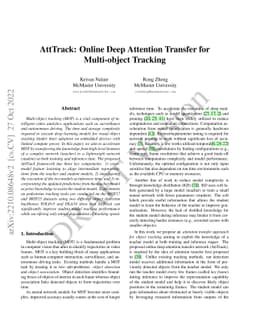 AttTrack: Online Deep Attention Transfer for Multi-object Tracking