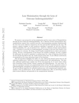 Loss Minimization through the Lens of Outcome Indistinguishability
