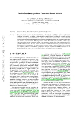 Evaluation of the Synthetic Electronic Health Records