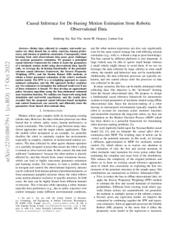 Causal Inference for De-biasing Motion Estimation from Robotic
  Observational Data