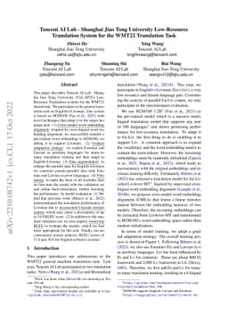 Tencent AI Lab - Shanghai Jiao Tong University Low-Resource Translation
  System for the WMT22 Translation Task