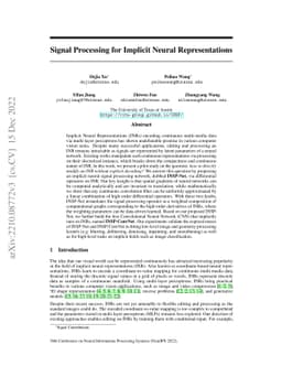 Signal Processing for Implicit Neural Representations