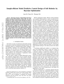 Sample-efficient Model Predictive Control Design of Soft Robotics by
  Bayesian Optimization