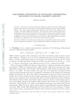 Parametric estimation of stochastic differential equations via online
  gradient descent