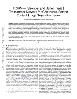 ITSRN++: Stronger and Better Implicit Transformer Network for Continuous
  Screen Content Image Super-Resolution