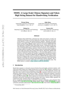 MSDS: A Large-Scale Chinese Signature and Token Digit String Dataset for
  Handwriting Verification