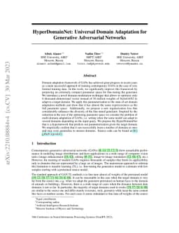 HyperDomainNet: Universal Domain Adaptation for Generative Adversarial
  Networks