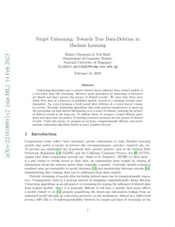 Forget Unlearning: Towards True Data-Deletion in Machine Learning