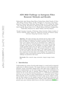AIM 2022 Challenge on Instagram Filter Removal: Methods and Results