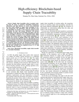 High-efficiency Blockchain-based Supply Chain Traceability