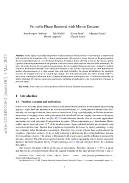 Provable Phase Retrieval with Mirror Descent