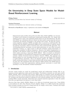 On Uncertainty in Deep State Space Models for Model-Based Reinforcement
  Learning