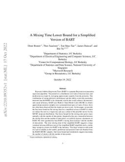 A Mixing Time Lower Bound for a Simplified Version of BART
