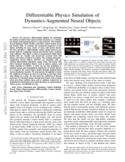 Differentiable Physics Simulation of Dynamics-Augmented Neural Objects