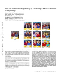 UniTune: Text-Driven Image Editing by Fine Tuning a Diffusion Model on a
  Single Image