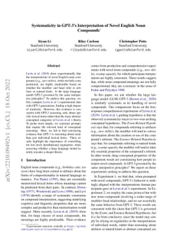 Systematicity in GPT-3's Interpretation of Novel English Noun Compounds