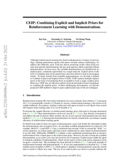 CEIP: Combining Explicit and Implicit Priors for Reinforcement Learning
  with Demonstrations
