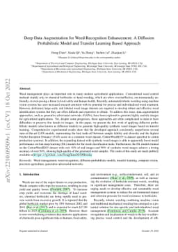 Deep Data Augmentation for Weed Recognition Enhancement: A Diffusion
  Probabilistic Model and Transfer Learning Based Approach